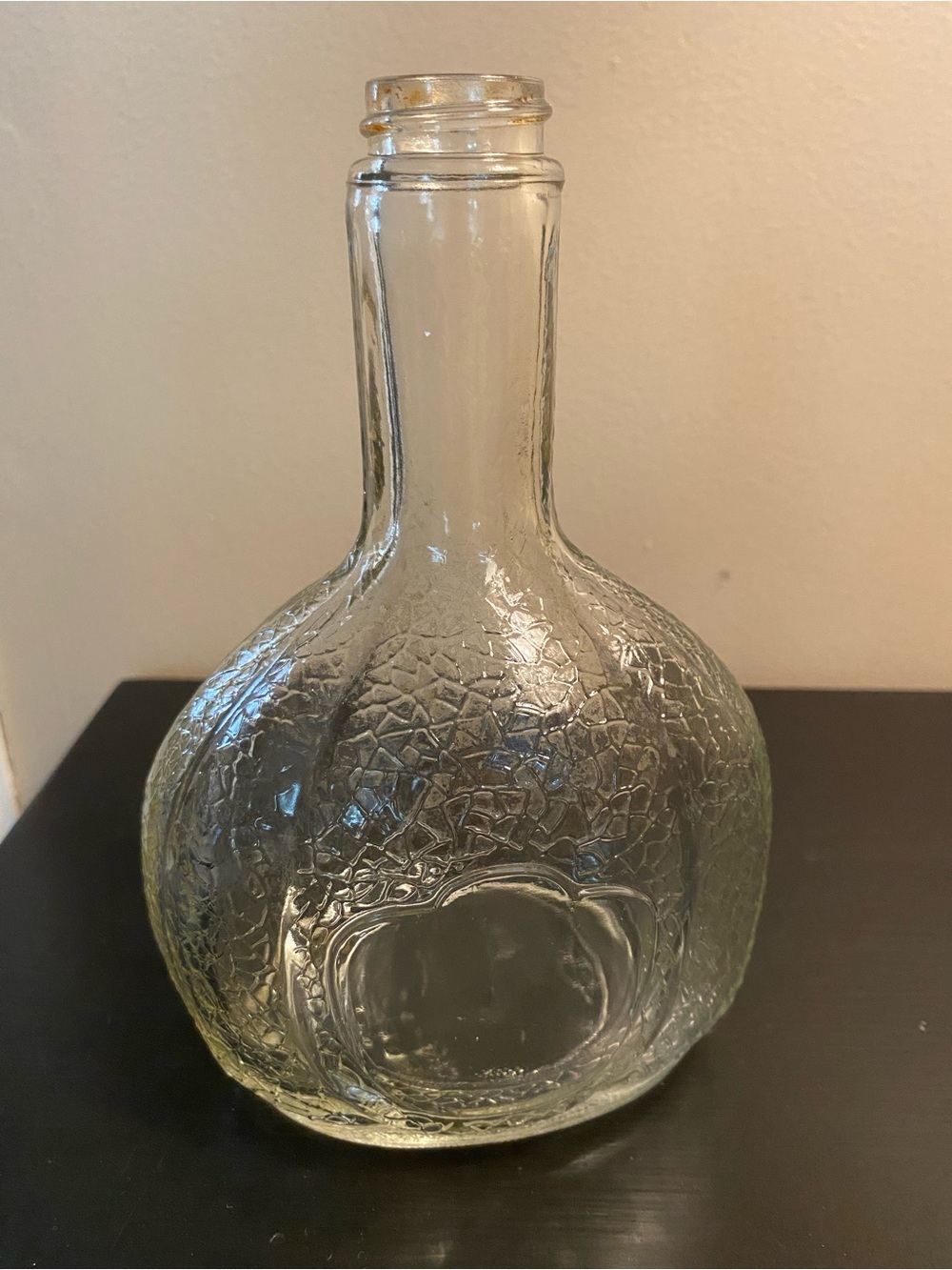 Antique Bottle Crackled Texture, Owens Illinois Blown Glass (Early 1920-30s)